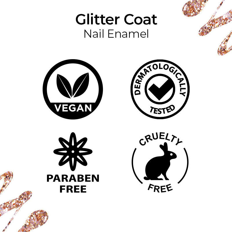 Nykaa Star Studded Glitter Coat Nail Enamel Polish - Boujee Rose Gold 225