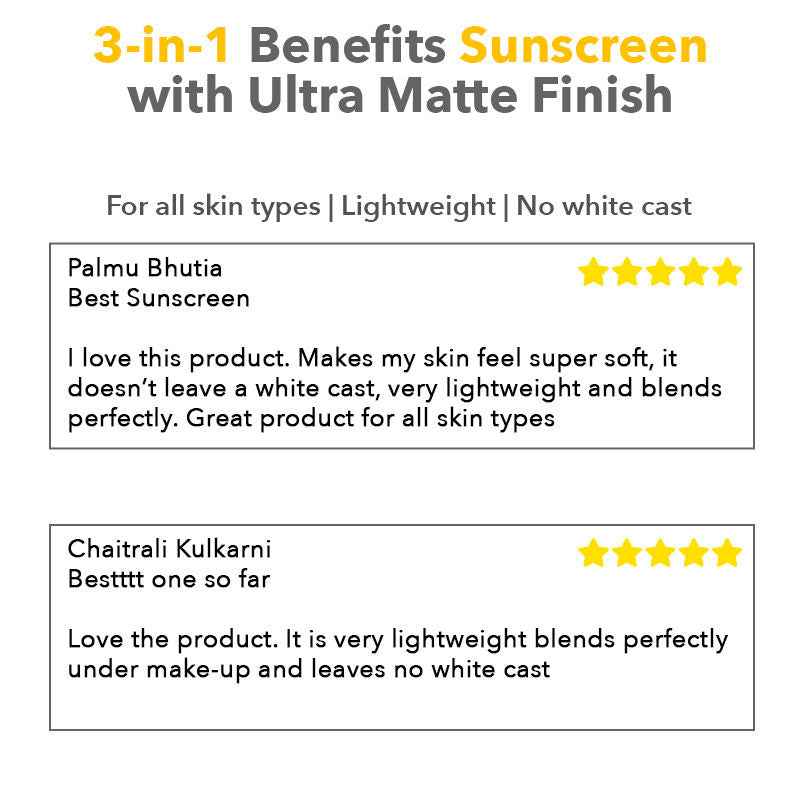 Nykaa SKINRX Ultra Matte Dry Touch Sunscreen SPF 50 PA +++, Matte Finish, No white cast