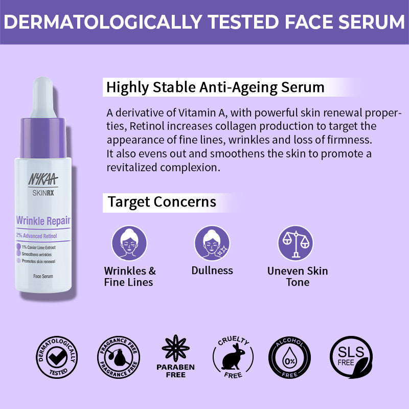 Nykaa SkinRX 2% Advanced Retinol Night Face Serum for Anti- Ageing Reduces Fine Lines & Wrinkles