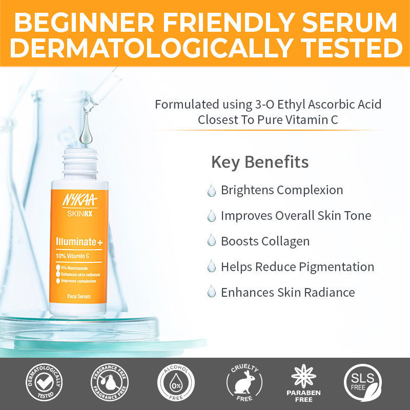 Nykaa SkinRX 10% Vitamin C Face Serum for Radiant Skin with 5% Niacinamide