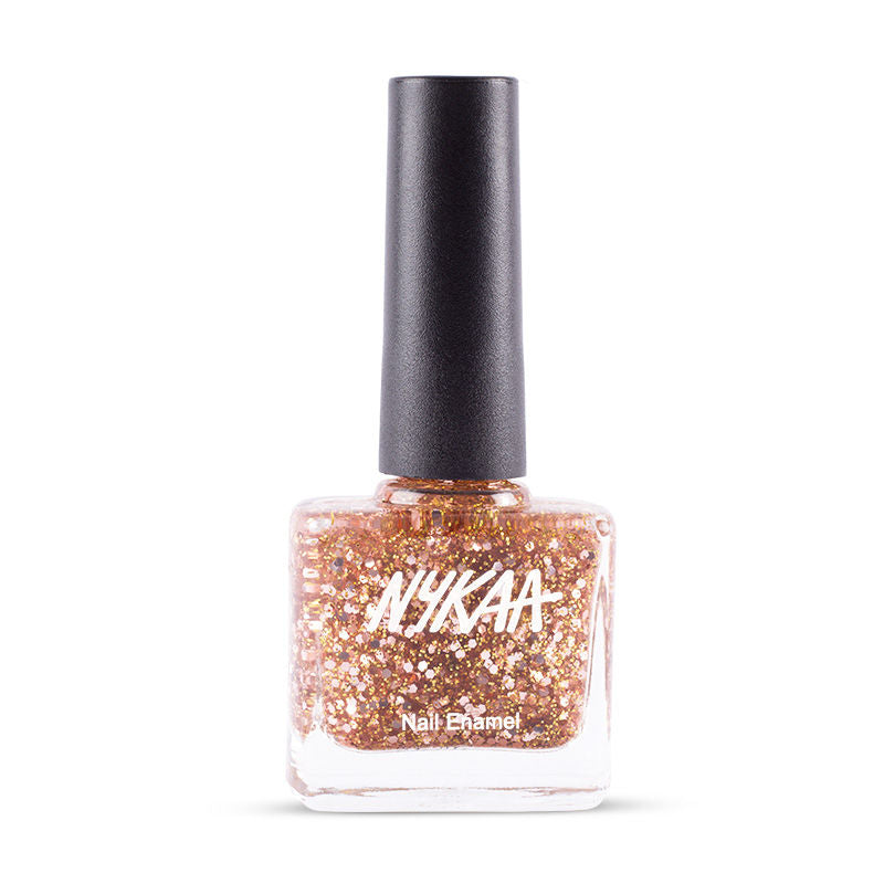 Nykaa Star Studded Glitter Coat Nail Enamel Polish - Boujee Rose Gold 225