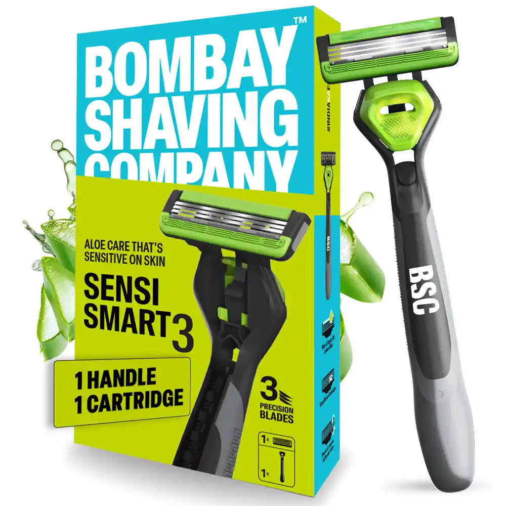 Bombay Shaving Company Sensi Smart 3 Shaving Razor + FREE 50ML Charcoal Shaving Foam