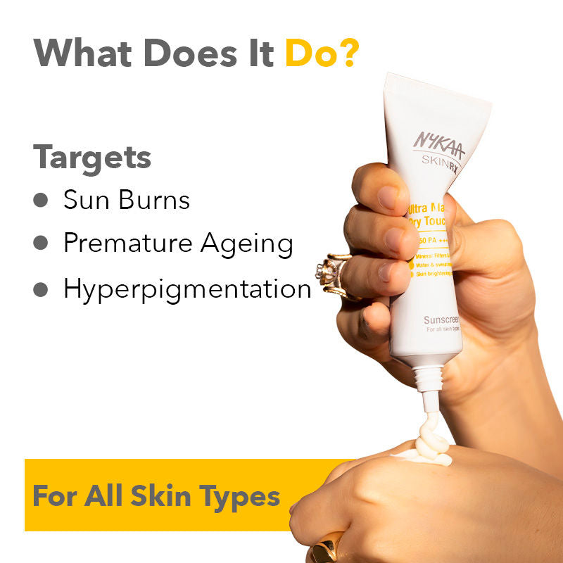 Nykaa SKINRX Ultra Matte Dry Touch Sunscreen SPF 50 PA +++, Matte Finish, No white cast