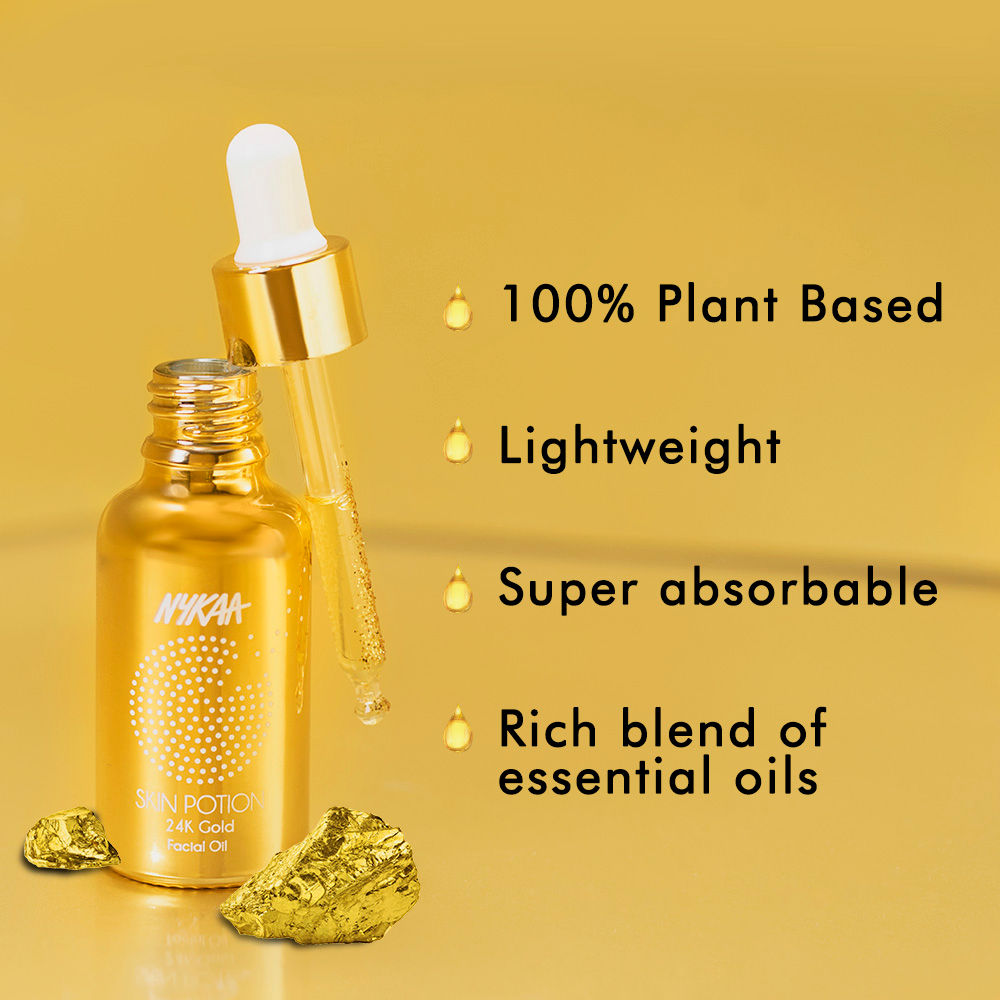 Nykaa Naturals Skin Potion 24K Gold Collagen Boosting Face Oil Serum with Squalene