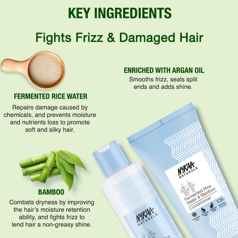 Nykaa Naturals Fermented Rice Water & Bamboo Shampoo & Conditioner Combo For Dry & Damaged Hair