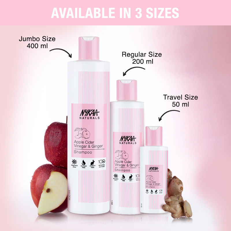 Nykaa Naturals Anti-Dandruff Sulphate-Free Shampoo with Apple Cider Vinegar, Ginger & Tea Tree Oil