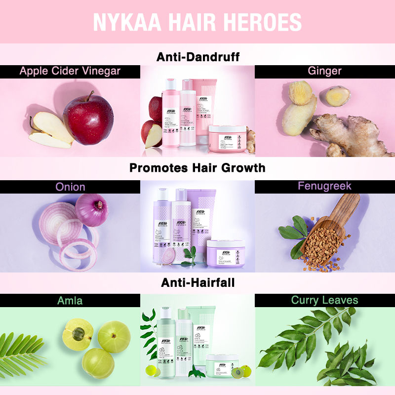 Nykaa Naturals Anti-Dandruff Sulphate-Free Shampoo with Apple Cider Vinegar, Ginger & Tea Tree Oil