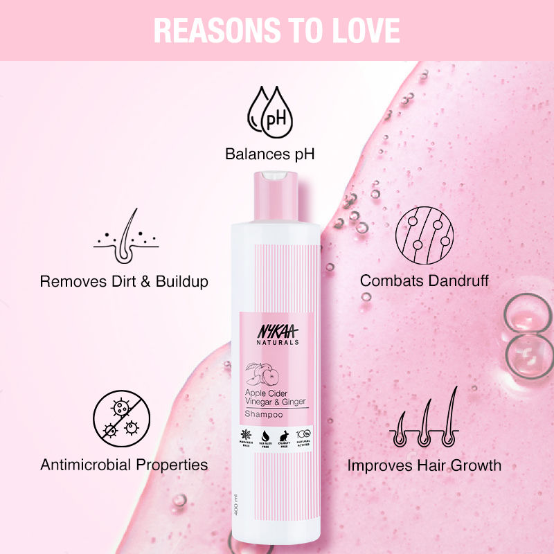 Nykaa Naturals Anti-Dandruff Sulphate-Free Shampoo with Apple Cider Vinegar, Ginger & Tea Tree Oil