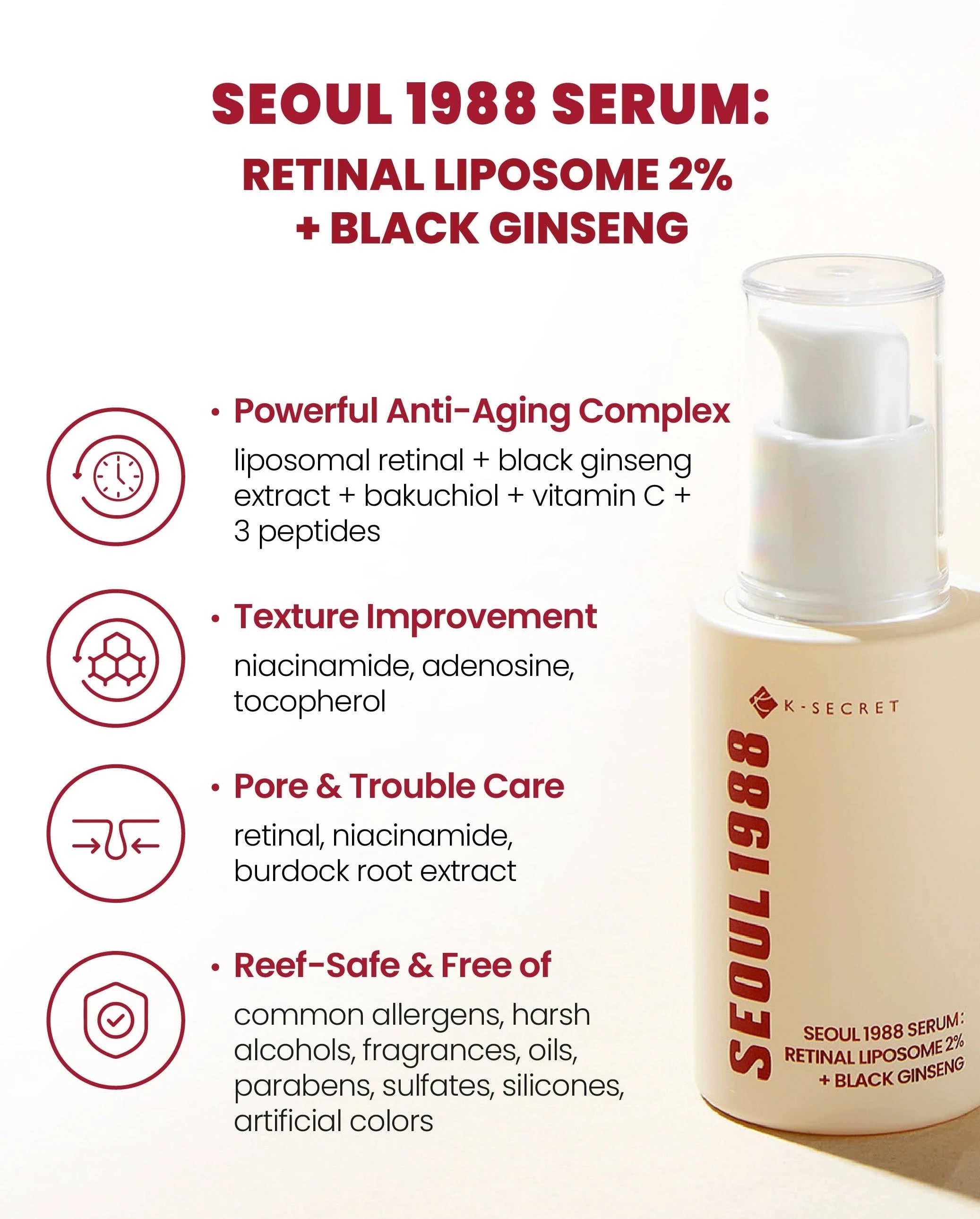 KSECRET - SEOUL 1988 Serum : Retinal Liposome 2% + Black Ginseng [30ml]